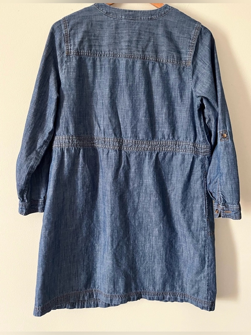 J.Jill Denim Full Button Blue Denim Dress Size Medium Country Cowgirl Modest - Picture 4 of 7